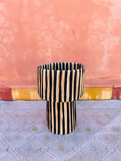 black raffia lamp, black rattan lamp, boho black lamp, woven black lamp, handmade raffia lamp