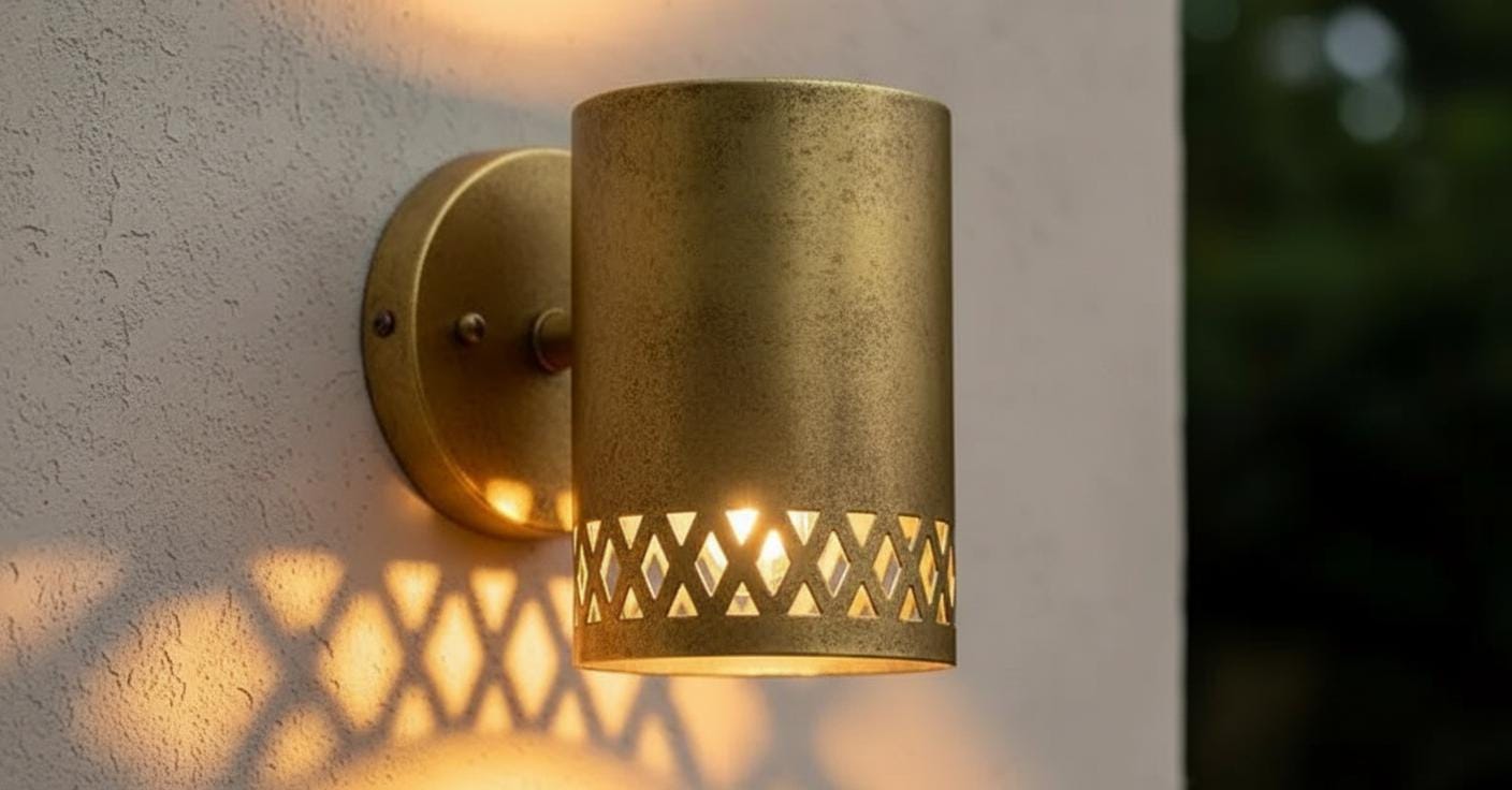 Handmade Hammered Wall Brass Light , Handcrafted Wall Sconce ,Copper Wall Sconce ,  Rustic Outdoor Cylinder Light , Handmade Wall Light ,