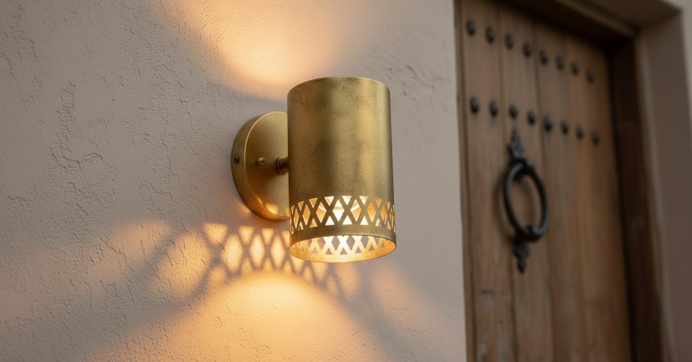 Handmade Hammered Wall Brass Light , Handcrafted Wall Sconce ,Copper Wall Sconce ,  Rustic Outdoor Cylinder Light , Handmade Wall Light ,