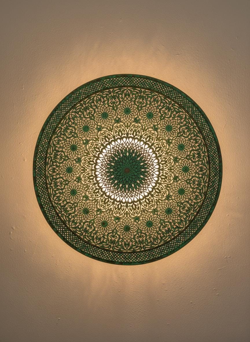 Moroccan Wall Green Patina Copper, Handmade Oxidized Copper Wall Sconce,Moroccan Boho Lighting ,Rustic Moroccan Wall Lamp,Green Patina Light