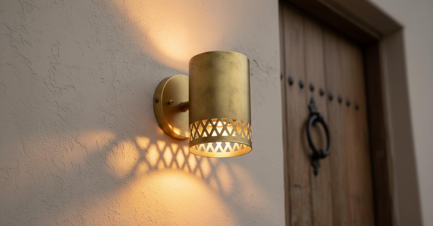 Handmade Hammered Wall Brass Light , Handcrafted Wall Sconce ,Copper Wall Sconce ,  Rustic Outdoor Cylinder Light , Handmade Wall Light ,