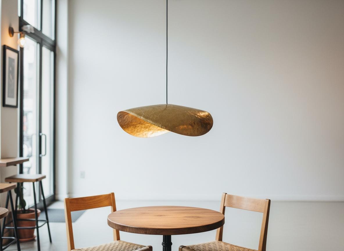 Hammered Brass Pendant Light: Moroccan Gold Leaf Handmade Fixture