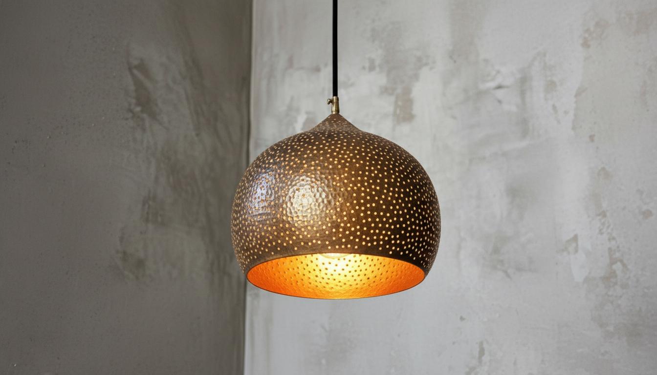 Hammered Copper Dome Pendant Light,  Moroccan  Kitchen Lighting , Hand-Forged Swirl Design , Rustic Farmhouse  ,Green Patina Brass
