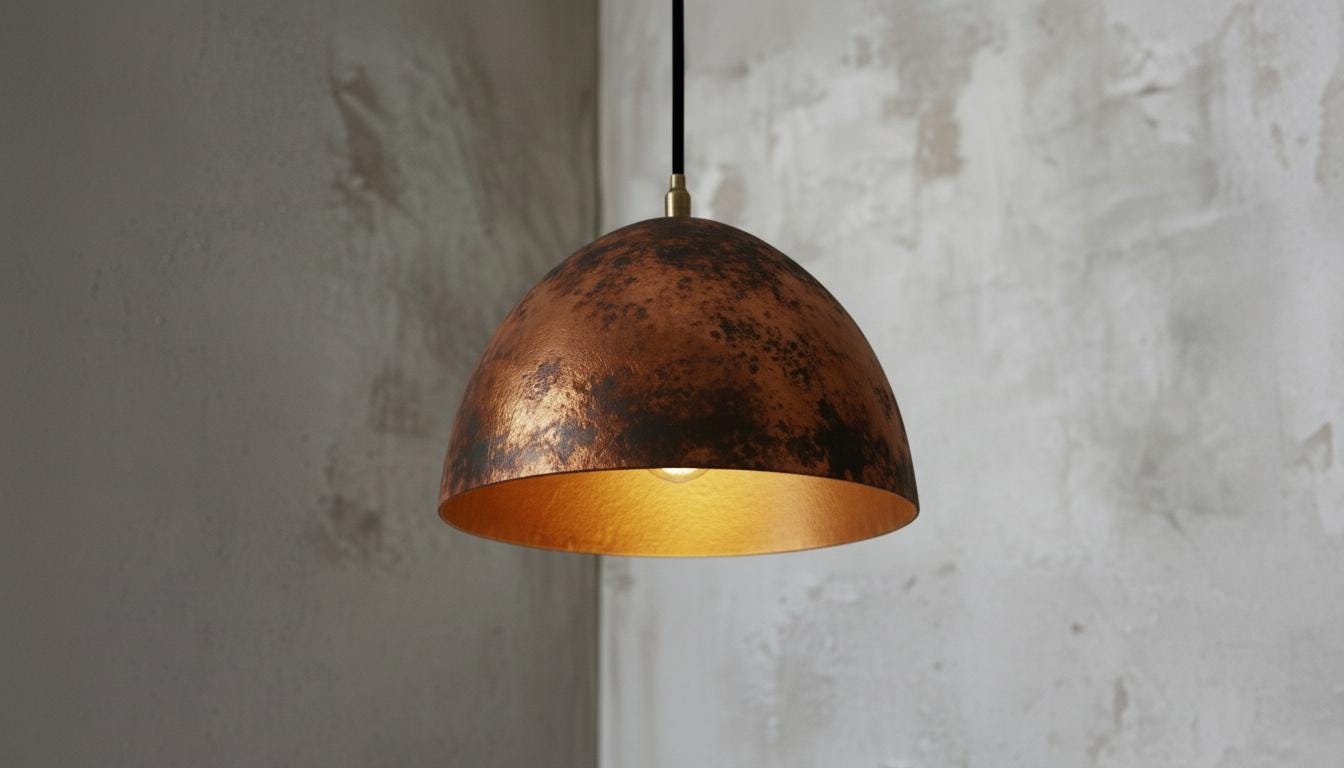 Hammered Copper Dome Pendant Light – Rustic Moroccan Ceiling Lamp