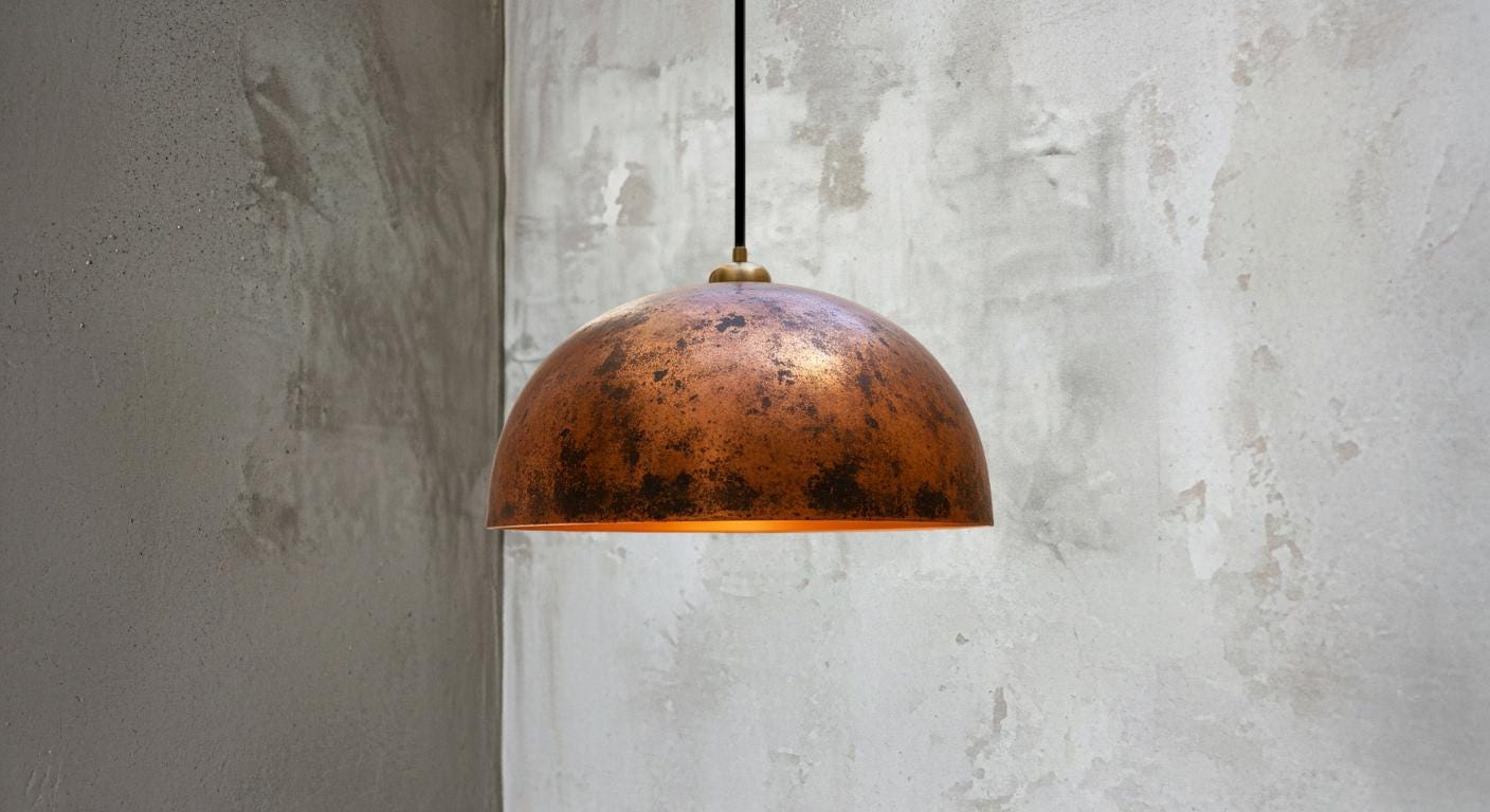 Hammered Copper Dome Pendant Light – Handcrafted Rustic Ceiling Lamp – Dome Ceiling Fixture for Rustic Farmhouse Kitchen Lighting