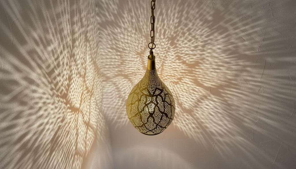 Brass Moroccan Pendant Light: Handmade Hanging Lamp