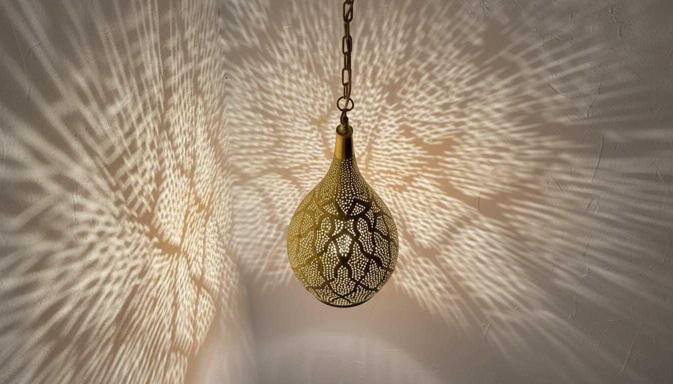 Brass Moroccan Pendant Light: Handmade Hanging Lamp
