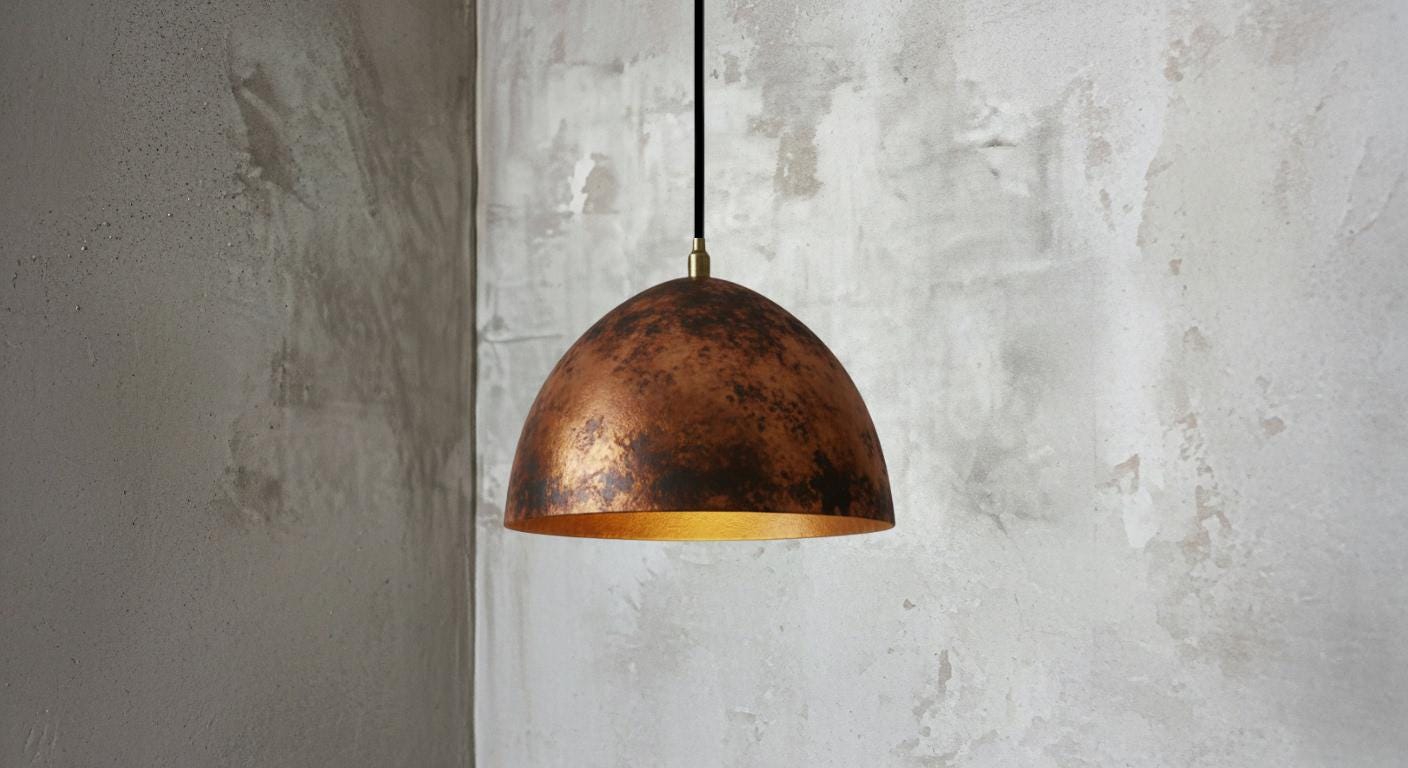 Hammered Copper Dome Pendant Light – Handcrafted Rustic Ceiling Lamp – Dome Ceiling Fixture for Rustic Farmhouse Kitchen Lighting