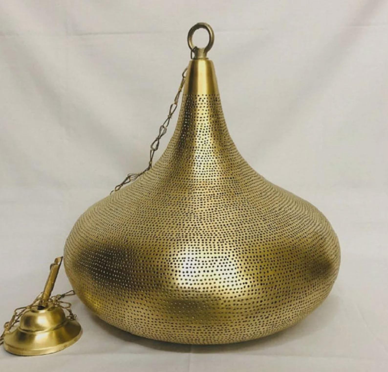 Brass Moroccan Pendant Light - Handmade Ceiling Lamp