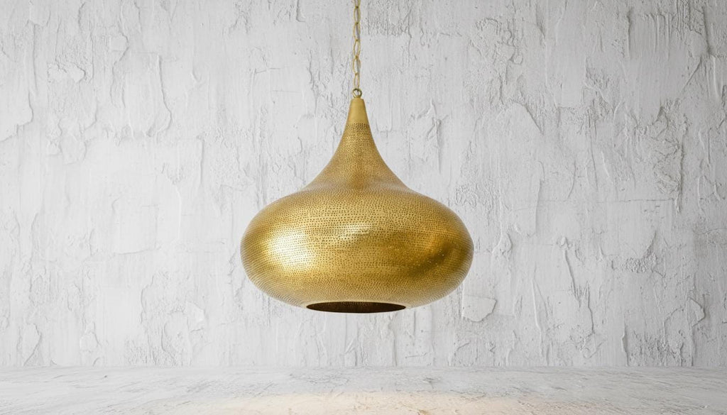 Brass Moroccan Pendant Light - Handmade Ceiling Lamp
