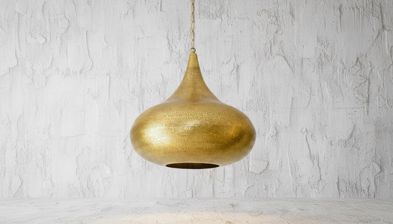 Brass Moroccan Pendant Light - Handmade Ceiling Lamp