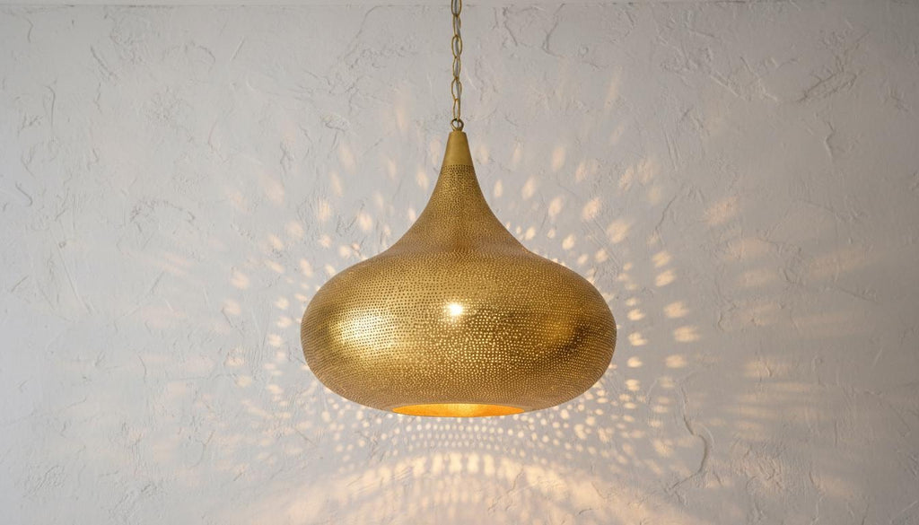 Brass Moroccan Pendant Light - Handmade Ceiling Lamp