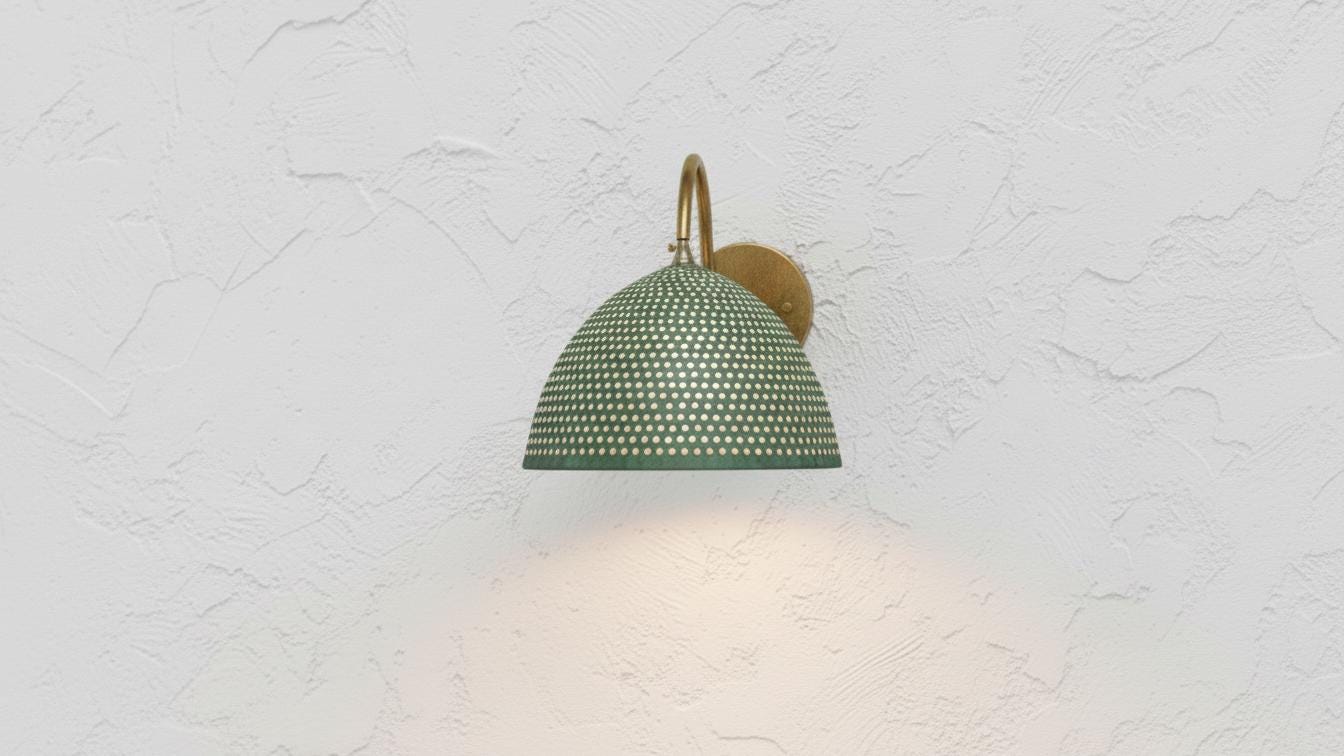 Perforated Oxidized Copper Wall Lamp –Handmade Green Patina Wall Sconce,Vintage Moroccan Pierced Brass-Style Light, Handcrafted Wall Fixture
