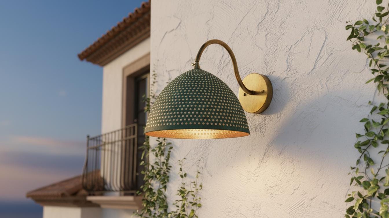 Perforated Oxidized Copper Wall Lamp –Handmade Green Patina Wall Sconce,Vintage Moroccan Pierced Brass-Style Light, Handcrafted Wall Fixture