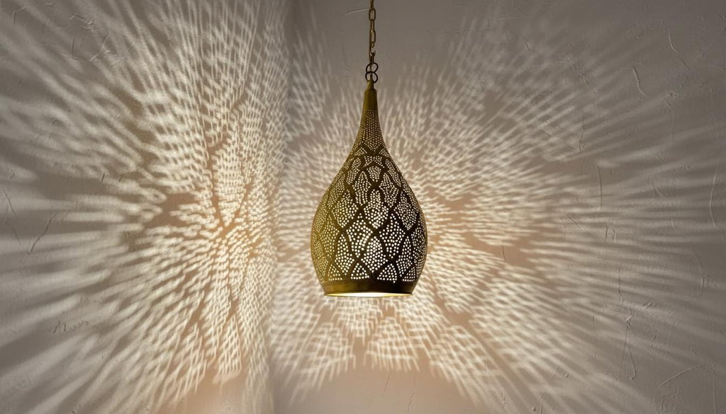 Brass Moroccan Pendant Light: Handmade Hanging Lamp