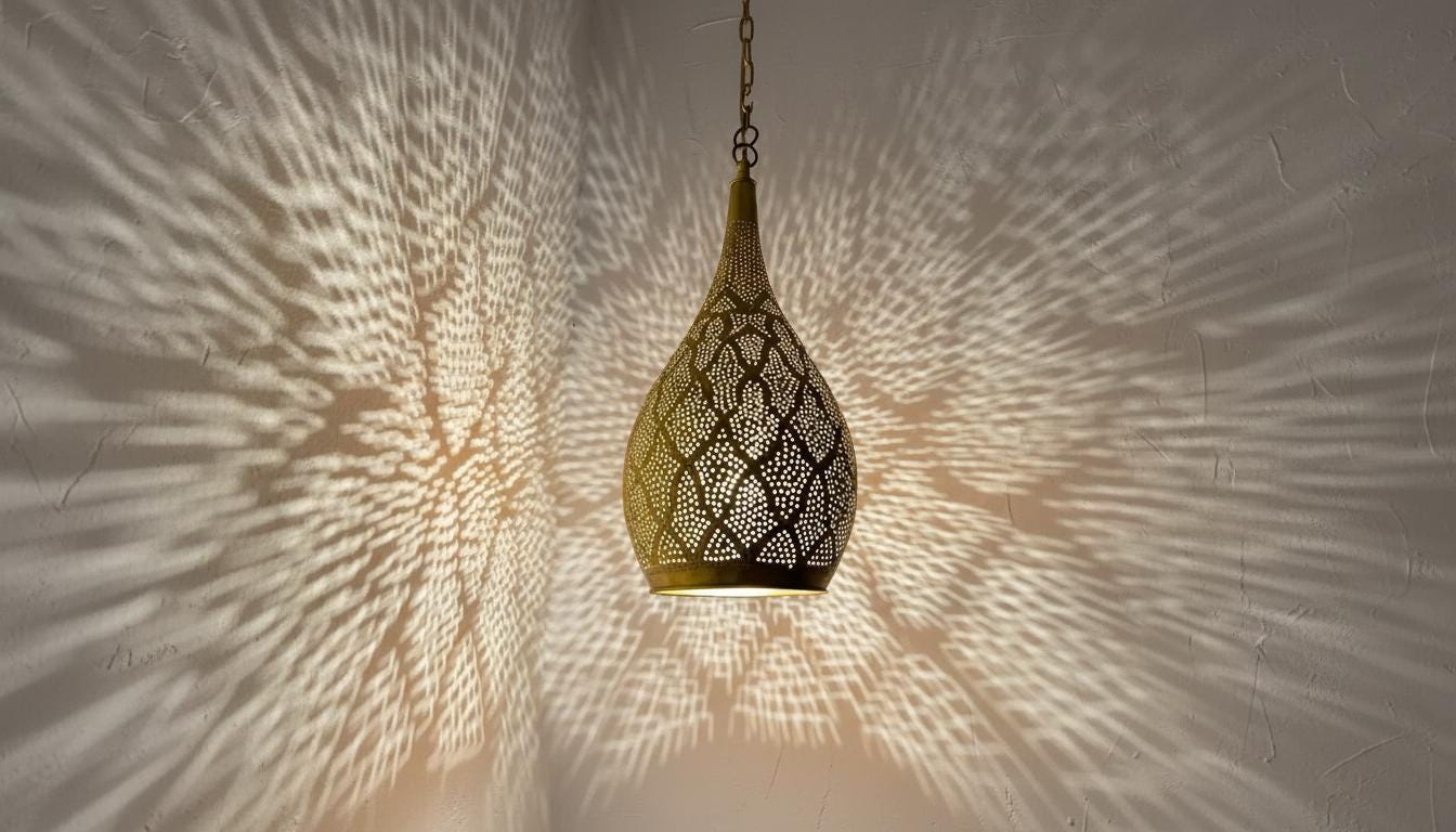 Brass Moroccan Pendant Light: Handmade Hanging Lamp