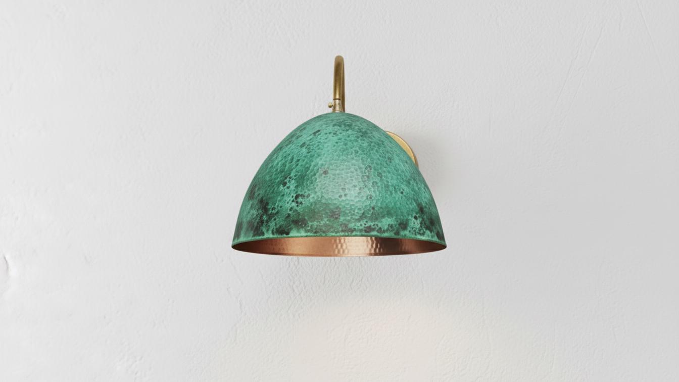 Oxidized Copper Wall Light , Handmade Wall Light, handcrafted Wall sconce , Outdoor Copper Sconce Wall Light Green Patina, Vintage Wall Lamp