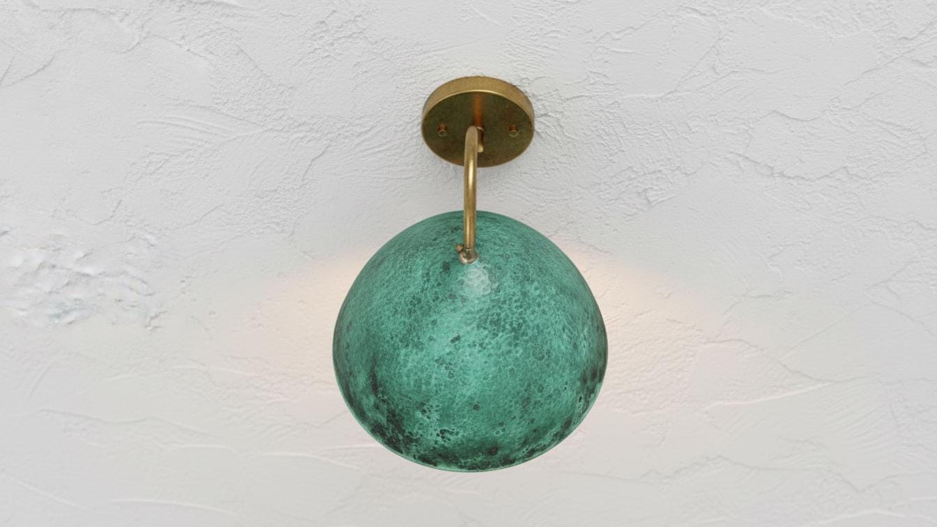 Oxidized Copper Wall Light , Handmade Wall Light, handcrafted Wall sconce , Outdoor Copper Sconce Wall Light Green Patina, Vintage Wall Lamp