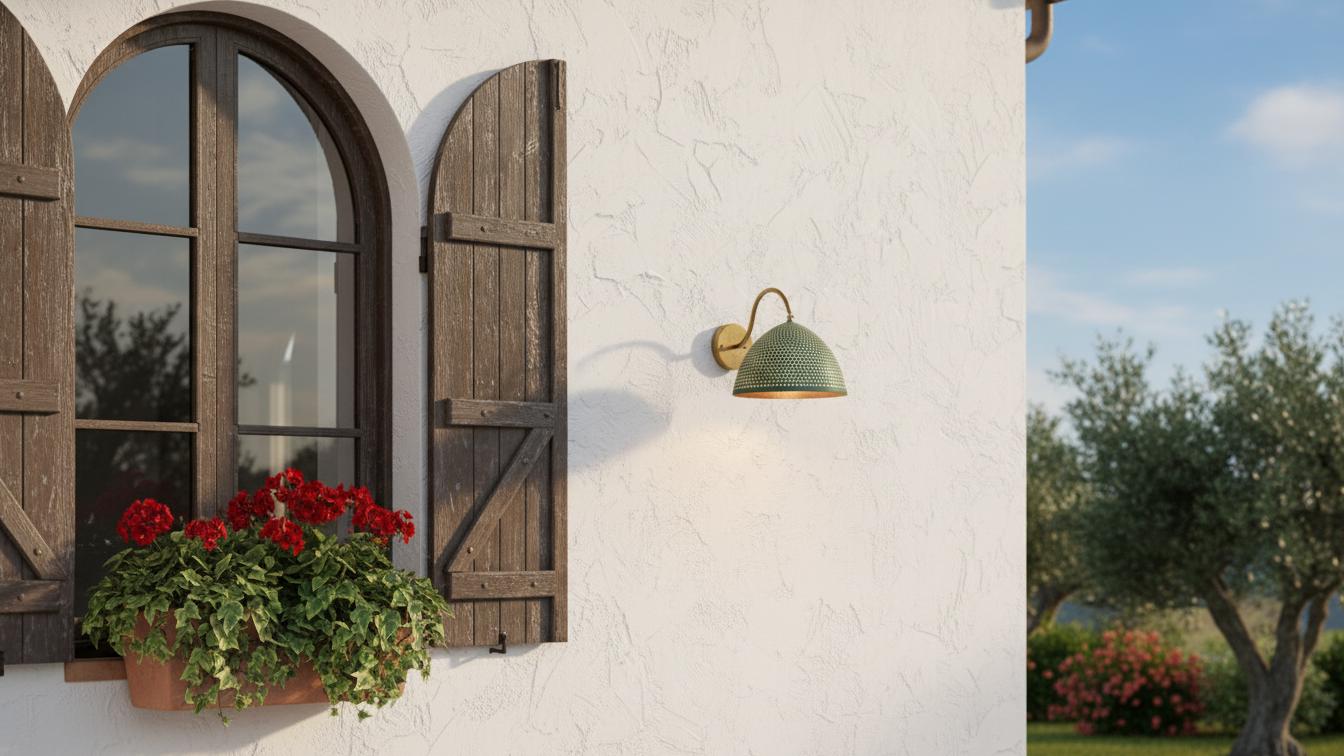 Perforated Oxidized Copper Wall Lamp –Handmade Green Patina Wall Sconce,Vintage Moroccan Pierced Brass-Style Light, Handcrafted Wall Fixture