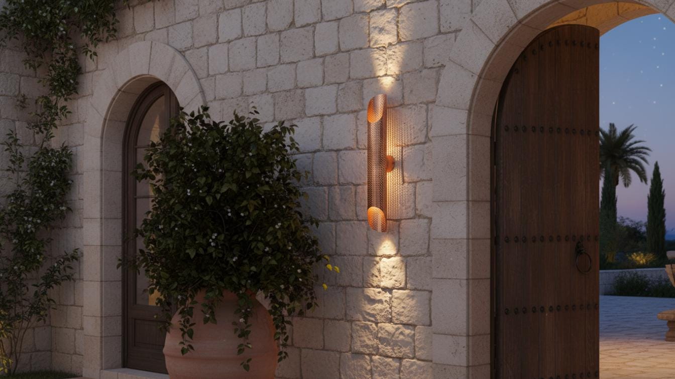 Handmade Hammered Copper Wall Sconce: Moroccan Boho Lighting