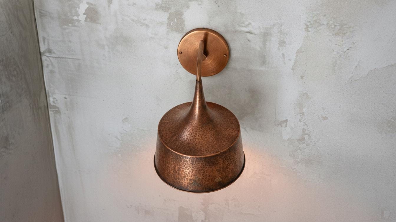 Handcrafted Copper Wall Sconce - Moroccan Boho Lighting