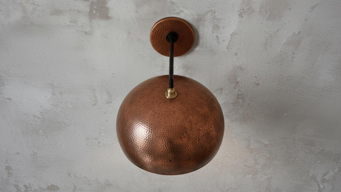 Handmade Brass Dome Light – Moroccan Hammered Wall Lamp, Artisan Brass Sconce for Hallway, Bedroom, Living Room Décor – Boho Wall Lighting