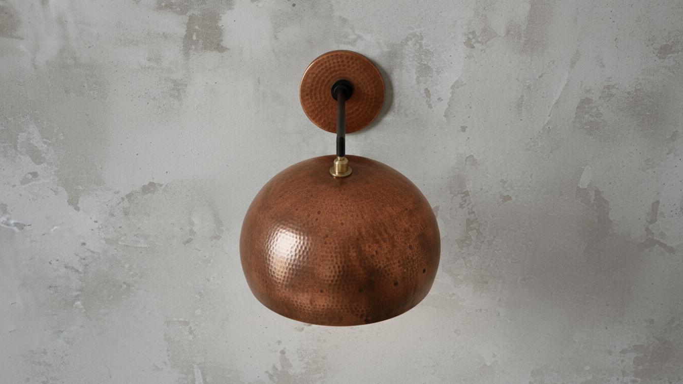 Handmade Brass Dome Light – Moroccan Hammered Wall Lamp, Artisan Brass Sconce for Hallway, Bedroom, Living Room Décor – Boho Wall Lighting