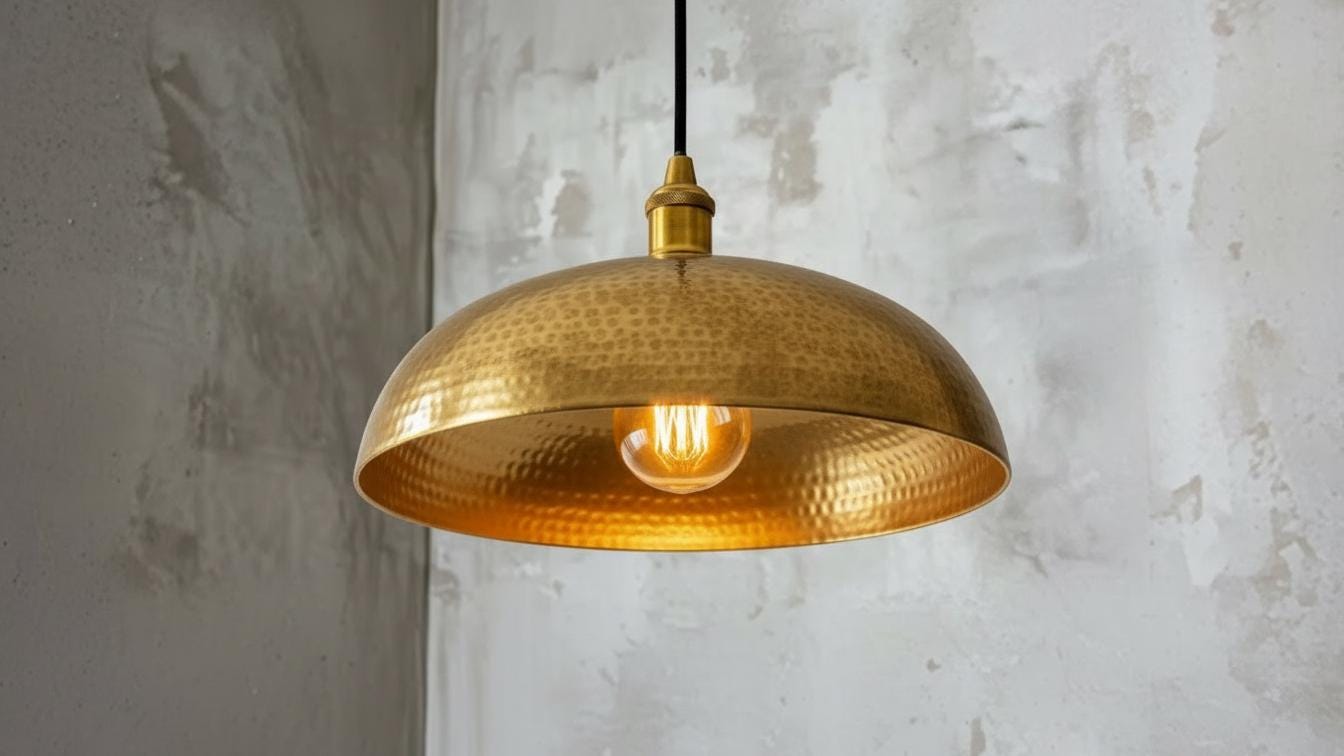 Hammered Copper Dome Pendant Light, Moroccan Style