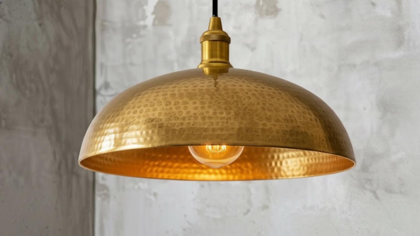 Hammered Copper Dome Pendant Light, Moroccan Style