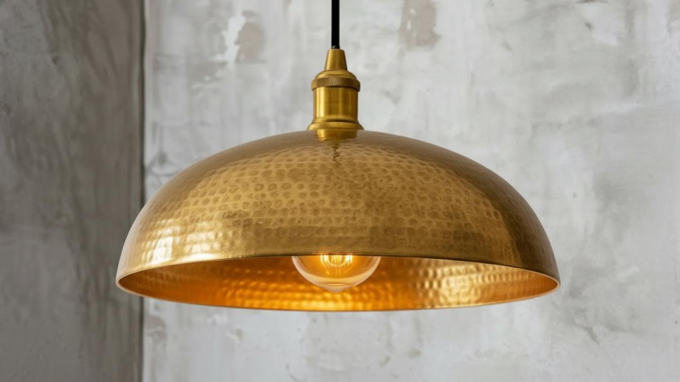 Hammered Copper Dome Pendant Light, Moroccan Style