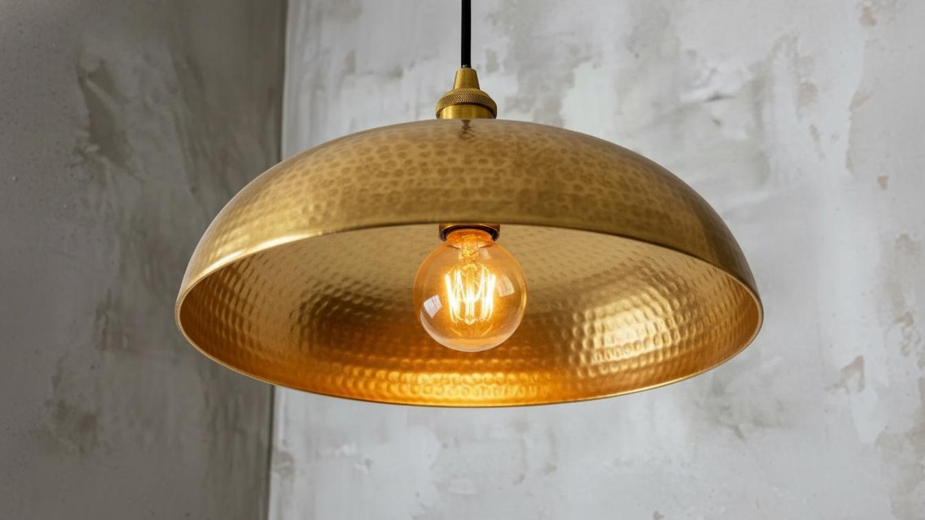 Hammered Copper Dome Pendant Light, Moroccan Style