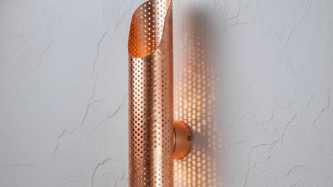 Handmade Hammered Copper Wall Sconce: Moroccan Boho Lighting