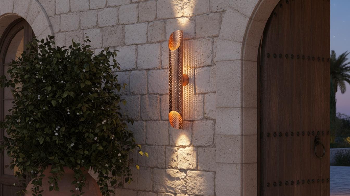 Handmade Hammered Copper Wall Sconce: Moroccan Boho Lighting
