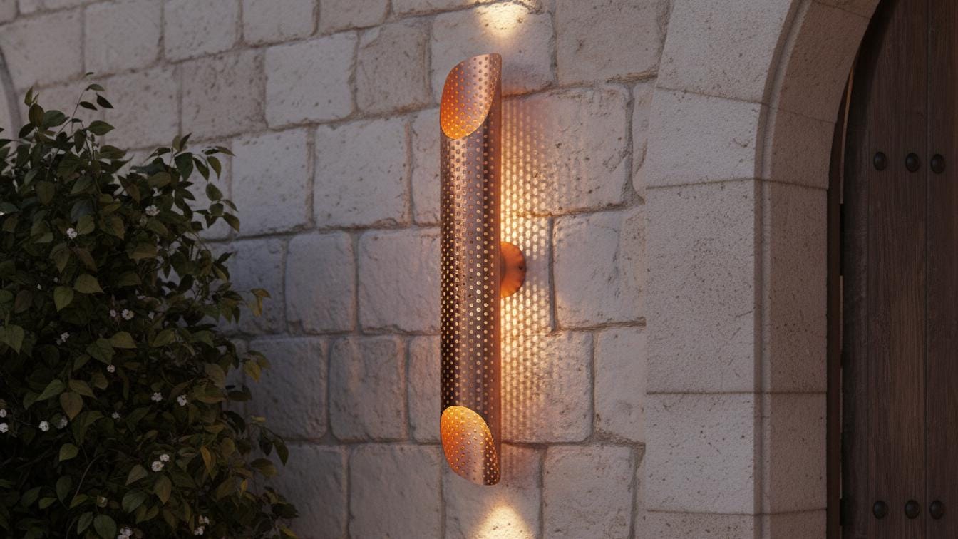 Handmade Hammered Copper Wall Sconce: Moroccan Boho Lighting