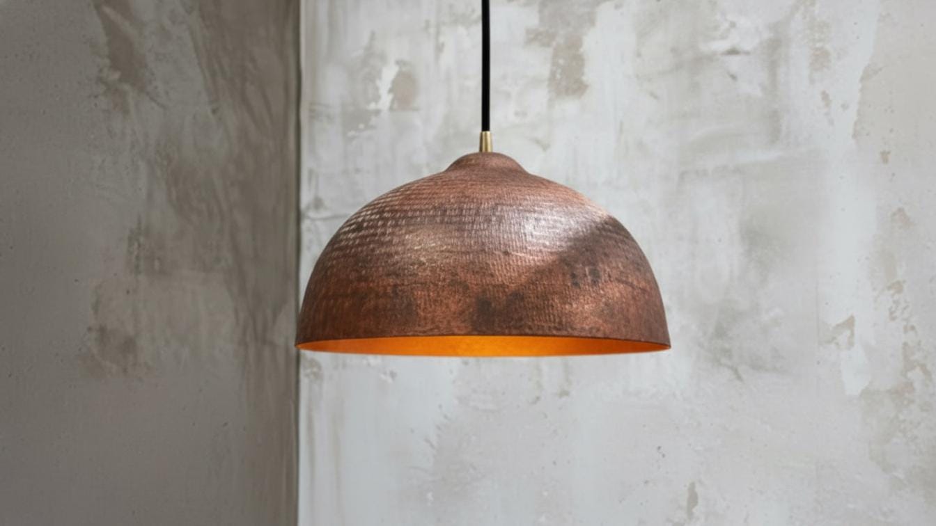 Handmade Hammered Copper Pendant Light - Rustic Copper Dome Pendant Light - Moroccan Boho Farmhouse Lamp - Rustic Chandelier Dining Room
