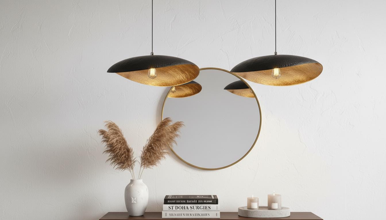 Black Modern Copper Dome Pendant Light,Hammered Brass Pendant Light ,Moroccan Gold Leaf Handmade Fixture ,Rustic Chandelier