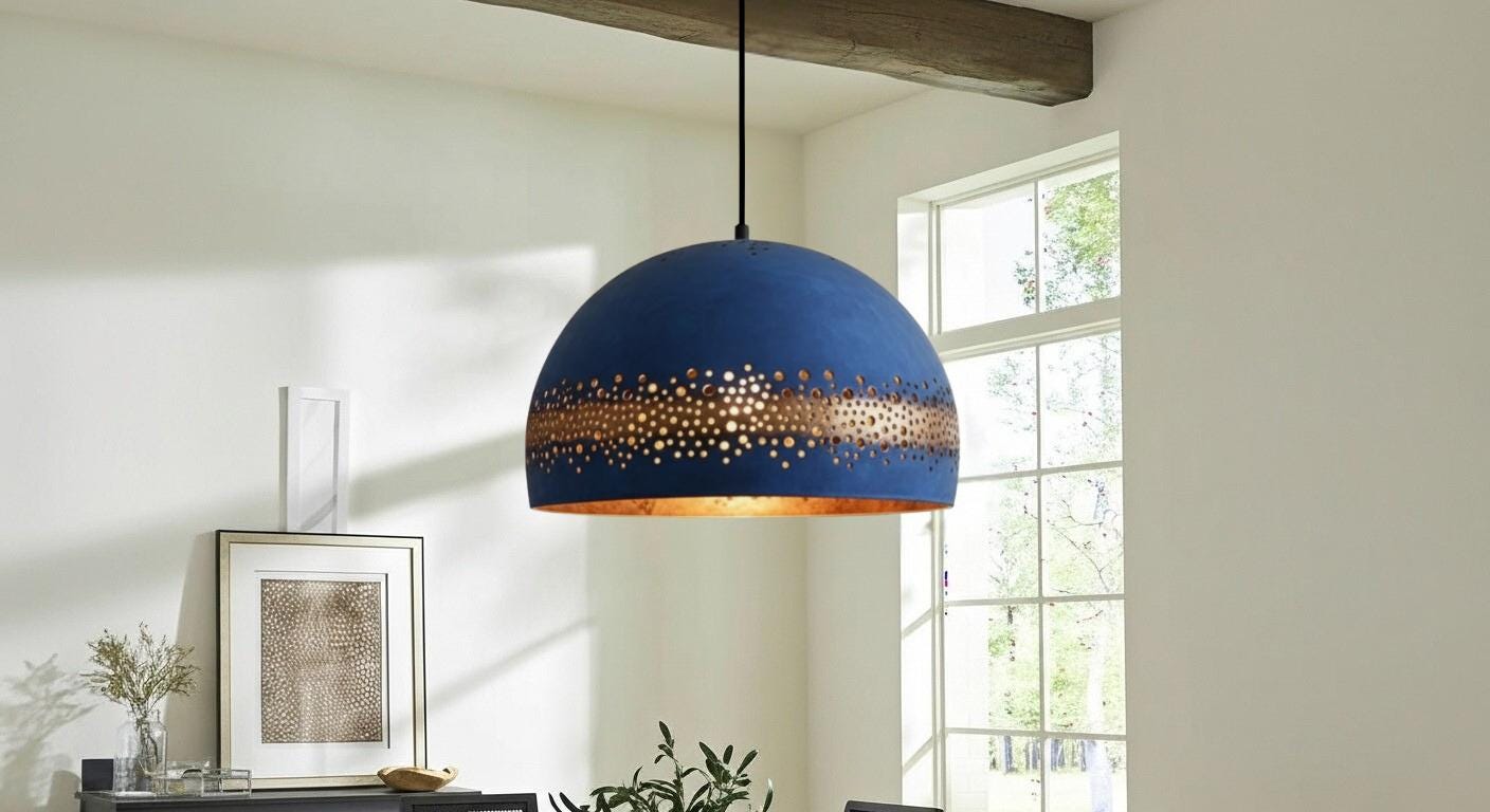 Blue Patina Copper Dome Pendant Light , Rustic Farmhouse Lighting, Hanging Pendant Lighting, Kitchen Island Lighting, Ceiling Light Fixture