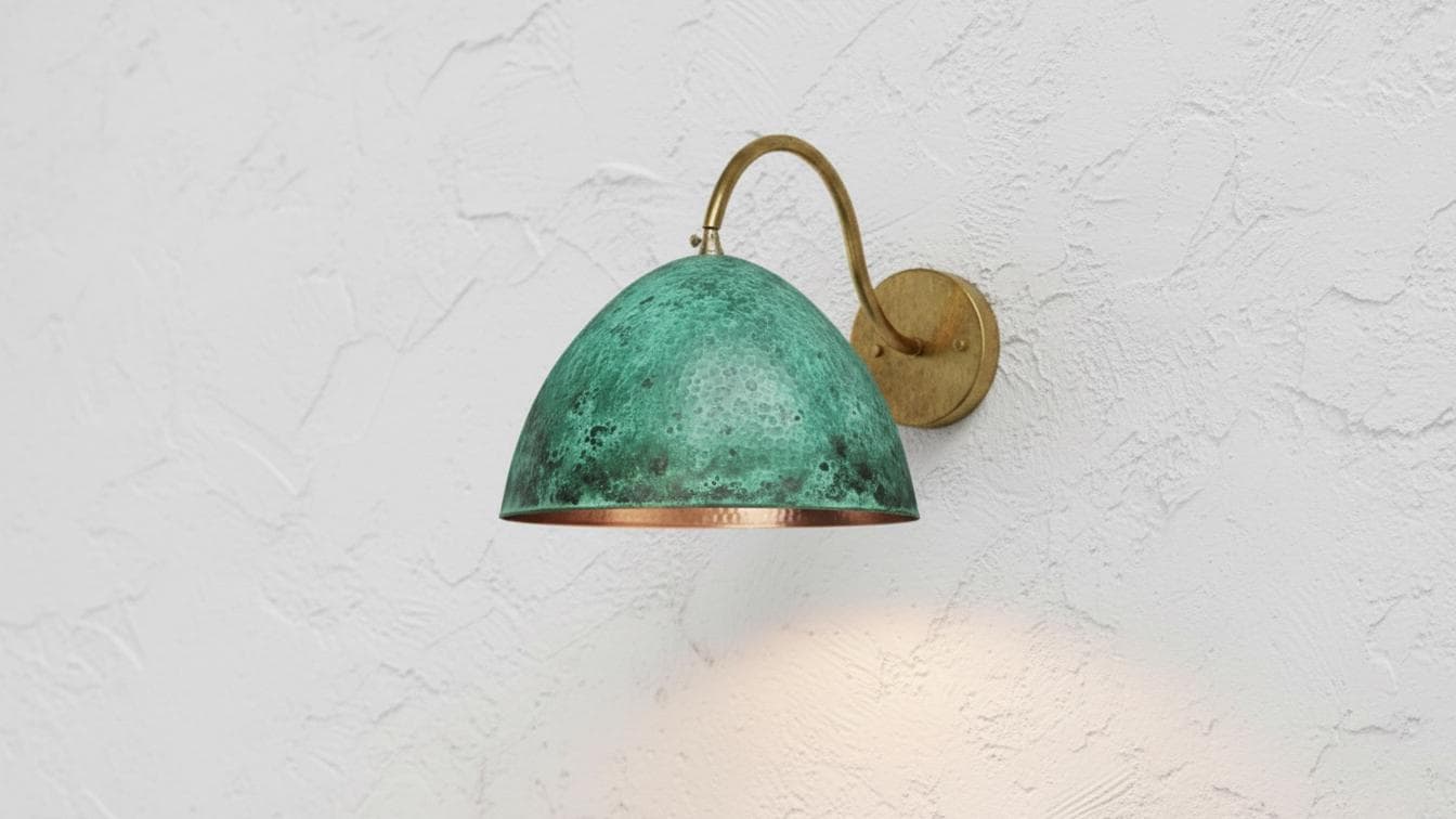 Oxidized Copper Wall Light , Handmade Wall Light, handcrafted Wall sconce , Outdoor Copper Sconce Wall Light Green Patina, Vintage Wall Lamp