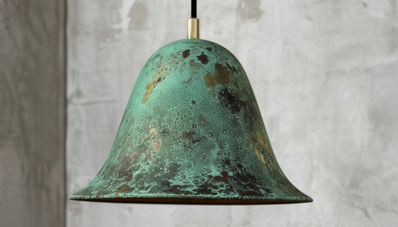 Handmade Green Patina Copper Pendant Light – Hammered Moroccan Lamp for Kitchen Island, Dining Room Lighting