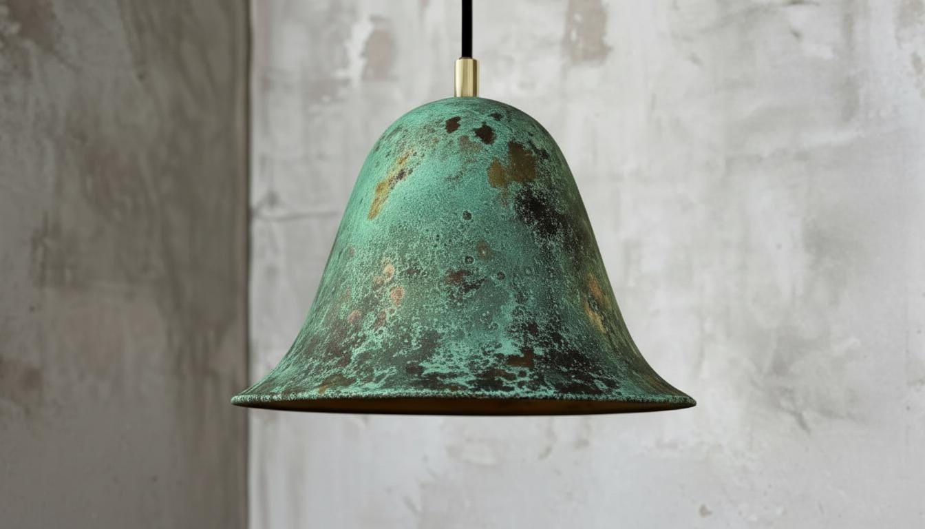 Handmade Green Patina Copper Pendant Light – Hammered Moroccan Lamp for Kitchen Island, Dining Room Lighting