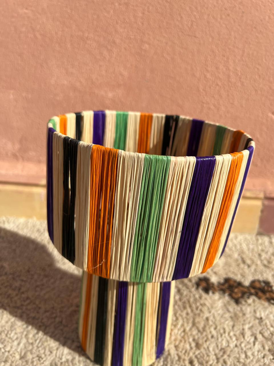 Raffia Table Lamp, Handmade Rattan Light, Boho Natural Lamp