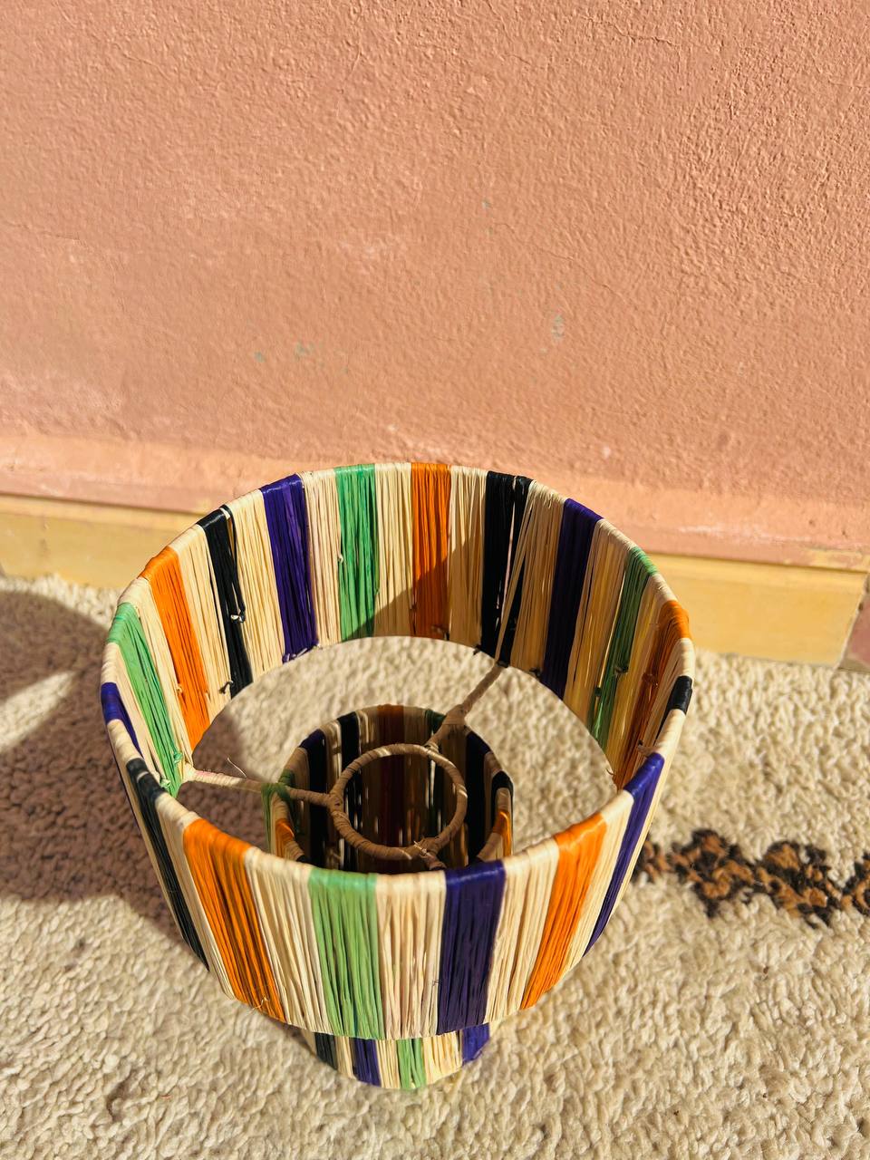 Raffia Table Lamp, Handmade Rattan Light, Boho Natural Lamp