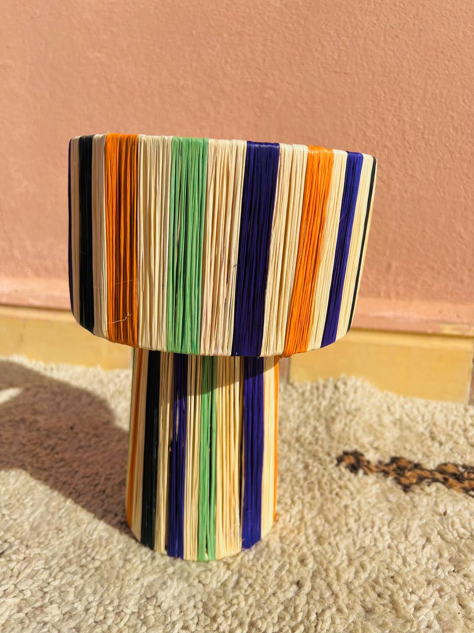 Raffia Table Lamp, Handmade Rattan Light, Boho Natural Lamp